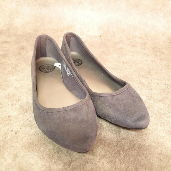 SO Womens Autumn Size 6 Gray Textile Slip On Ballet Flats